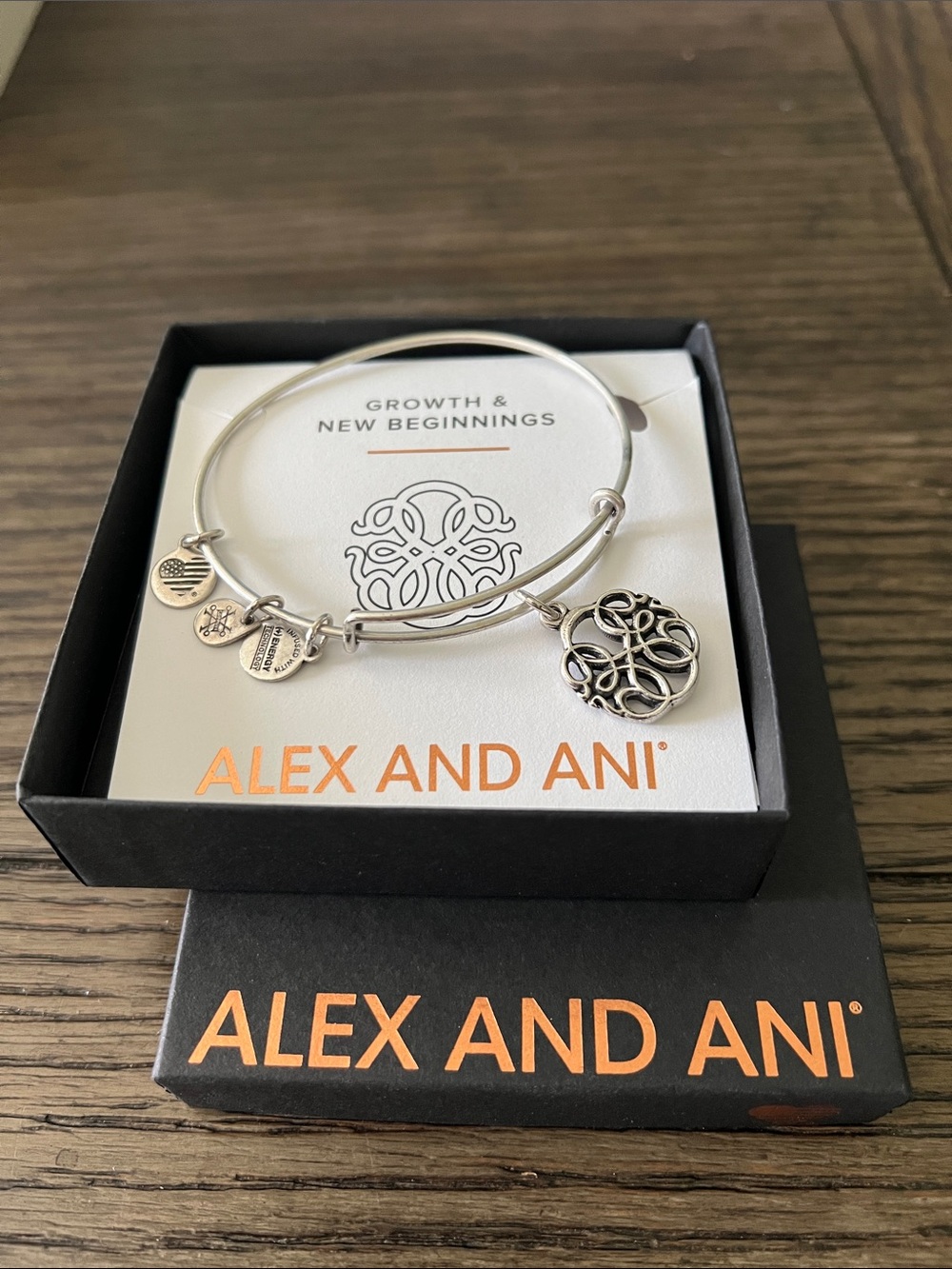Alex and Ani Silver Growth & New Beginnings Charm Bangle Bracelet